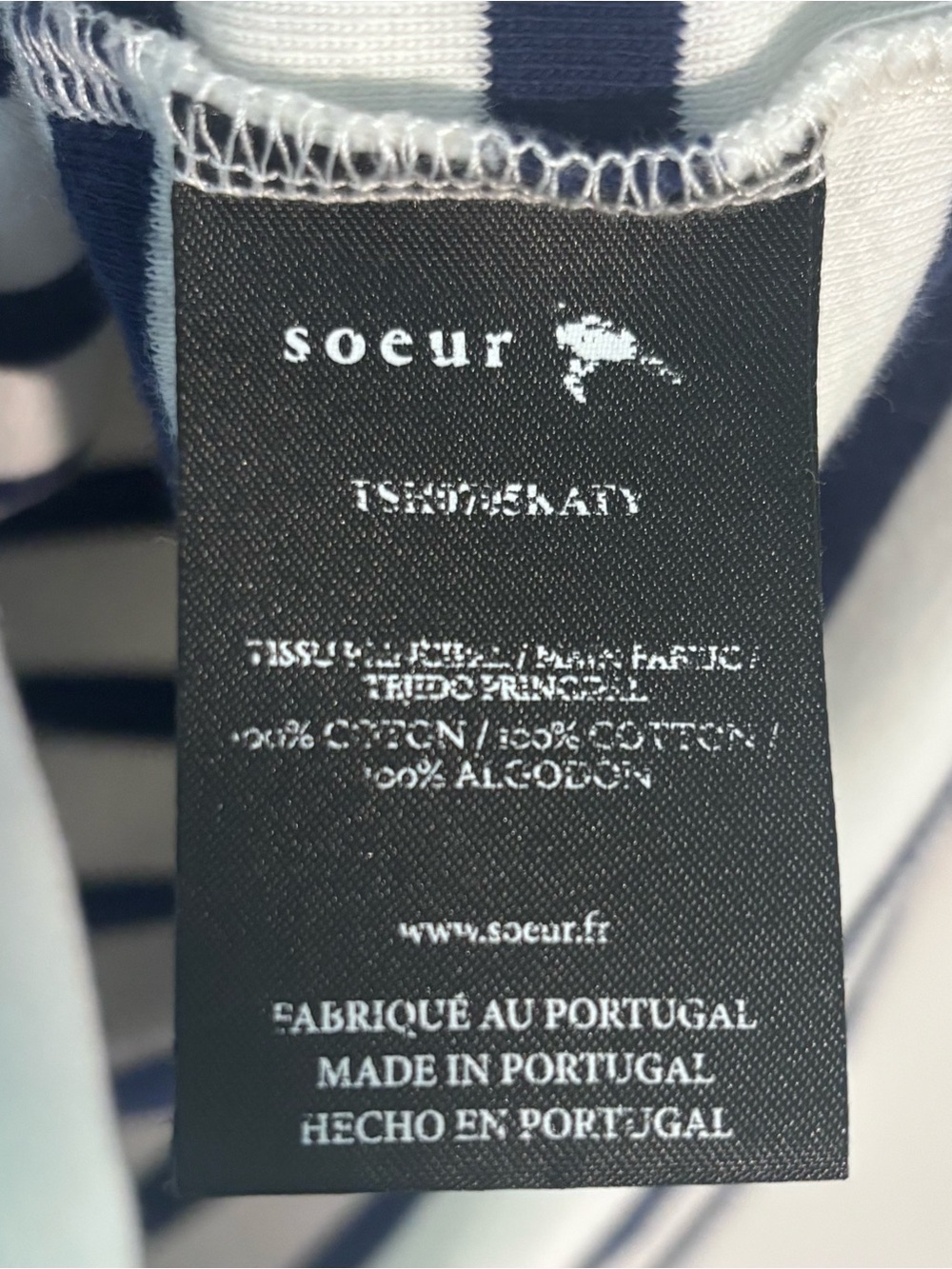 Soeur Paris Katy Navy Blue White Breton Stripe Cotton Long Sleeve Shirt EU36/US4 - Picture 9 of 12